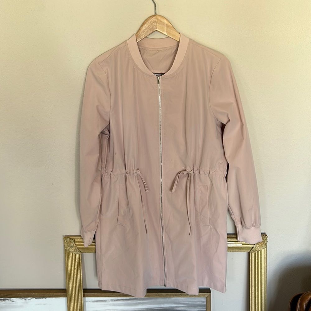 Women's Pink Rain Jacket Zip Up Draw Size M